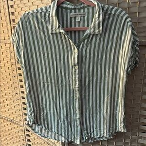 Alexander Jordan Women's Green Striped Button Down Shirt